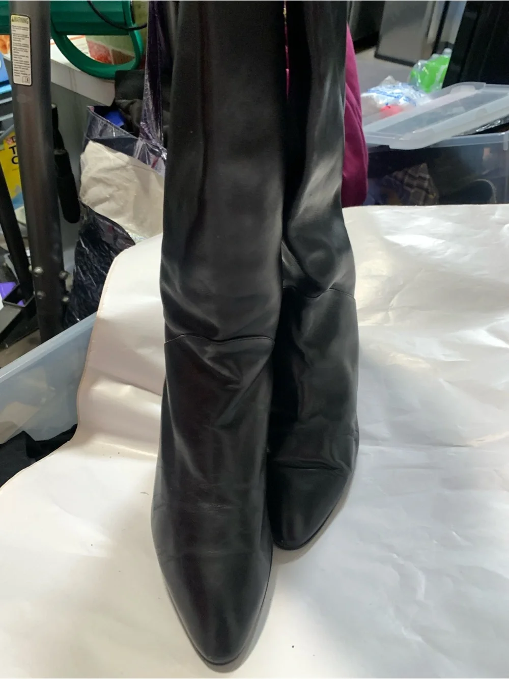 Made in Italy! Size 7 1/2 Classic Black Leather Knee-High Women's Boots